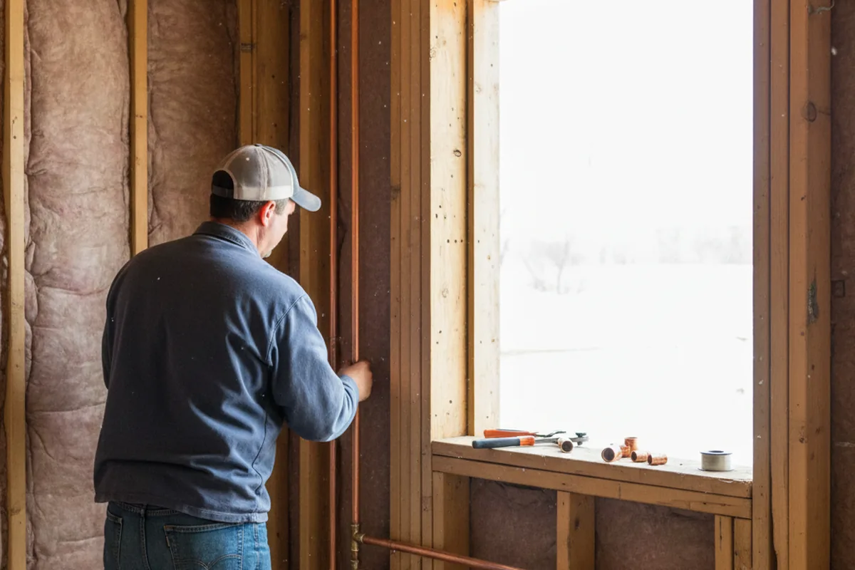 Licensed plumber running new copper supply lines in a Ransom home
