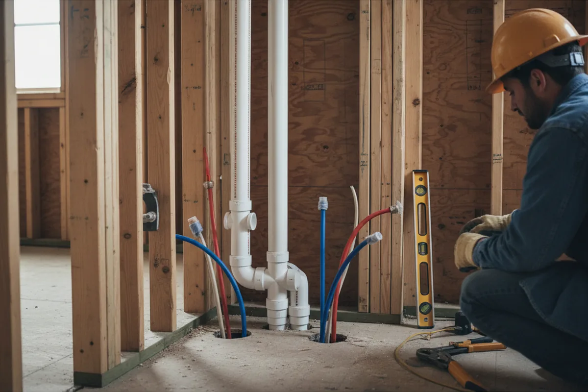 Drain and supply rough-in during Leak Detection in Ransom